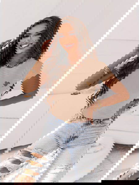 Beżowa koszulka na krótki... 2