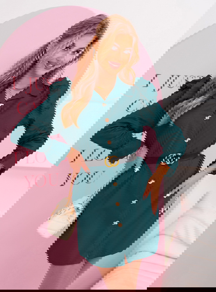 Morska koszulowa sukienka mini z...