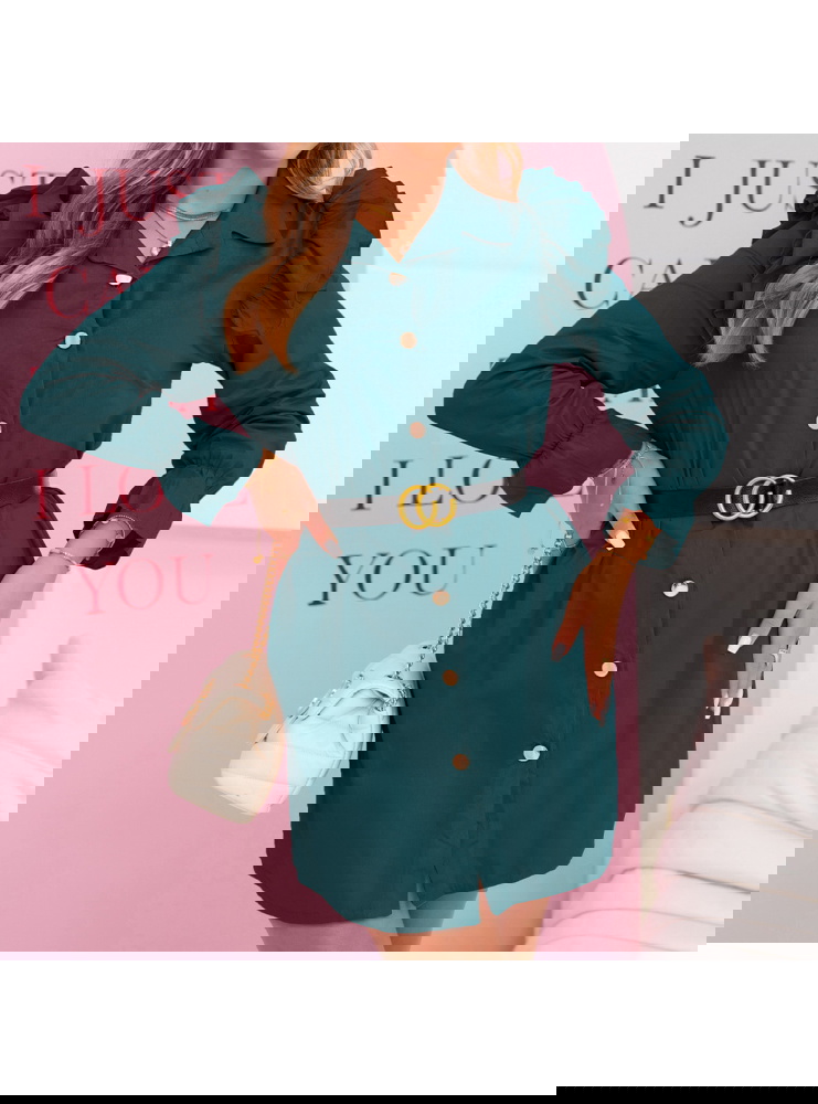 Morska koszulowa sukienka mini z...