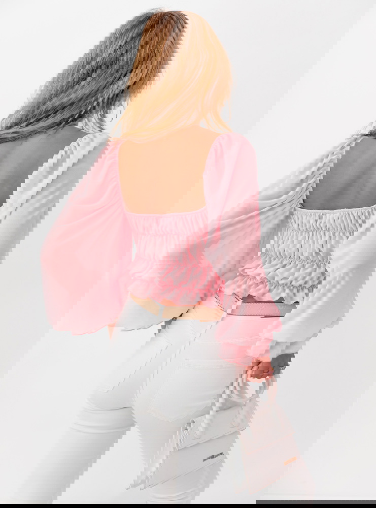 Pudrowa szyfonowa bluzka typu...