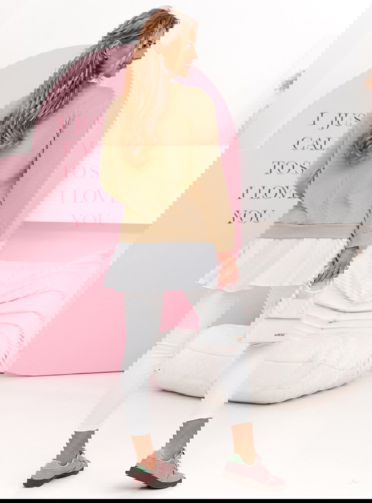 Beżowa bluza z koszulowymi wstawkami...