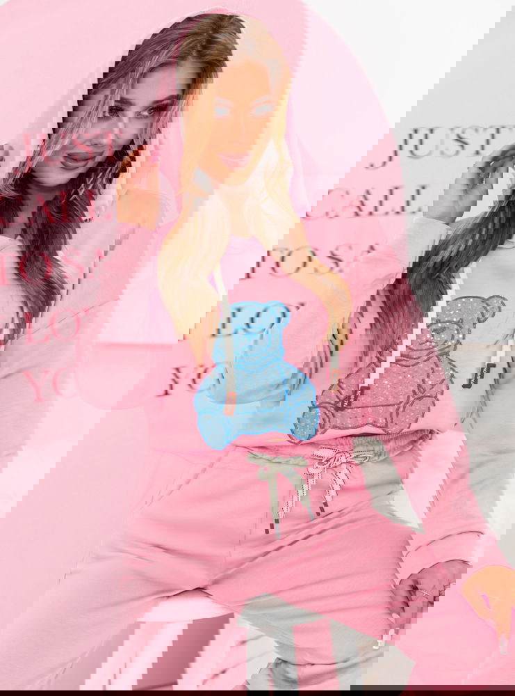 Pudrowy komplet dresowy bluza z...