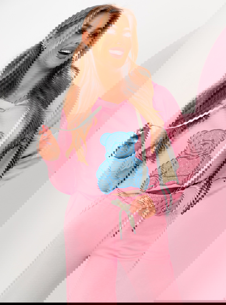 Pudrowy komplet dresowy bluza z...