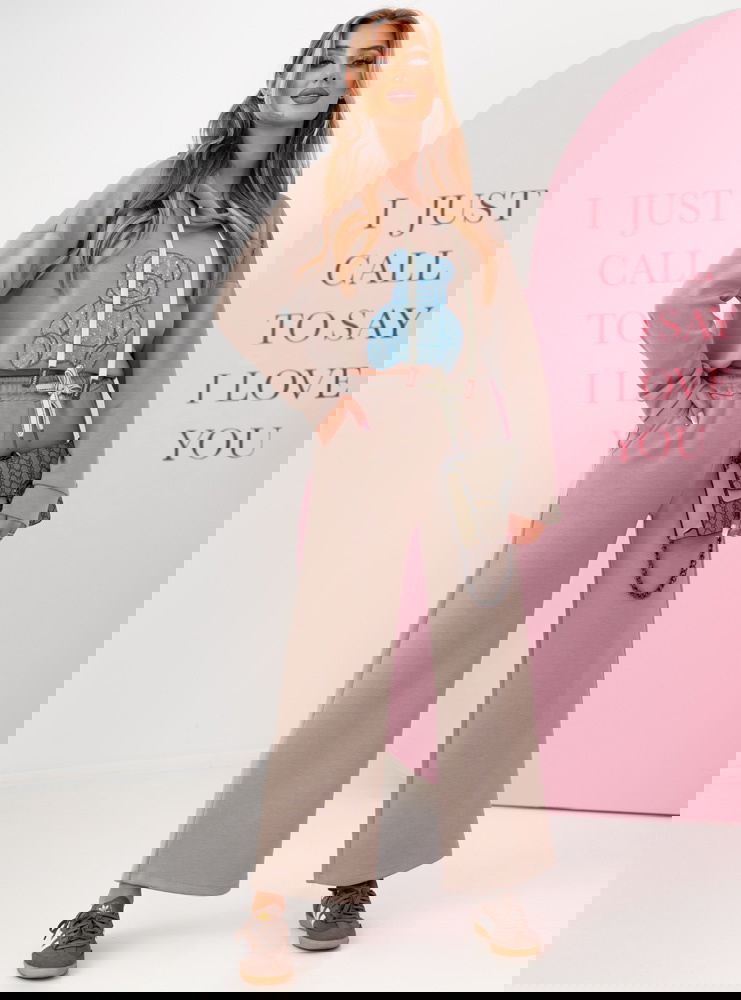 Beżowy komplet dresowy bluza z...