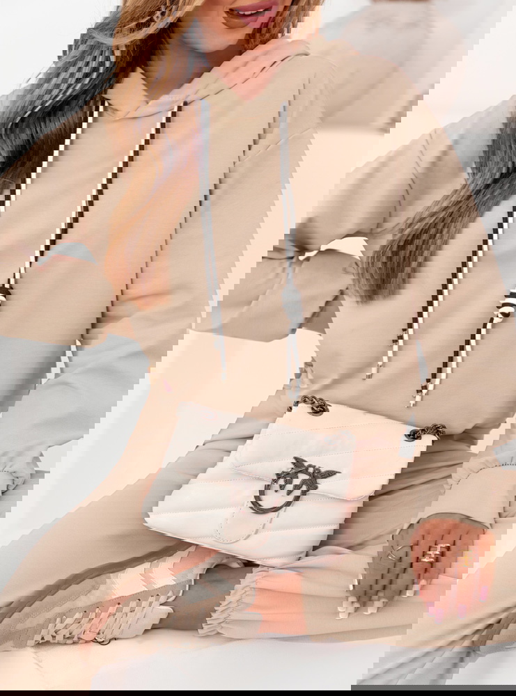 Beżowy komplet dresowy bluza z...