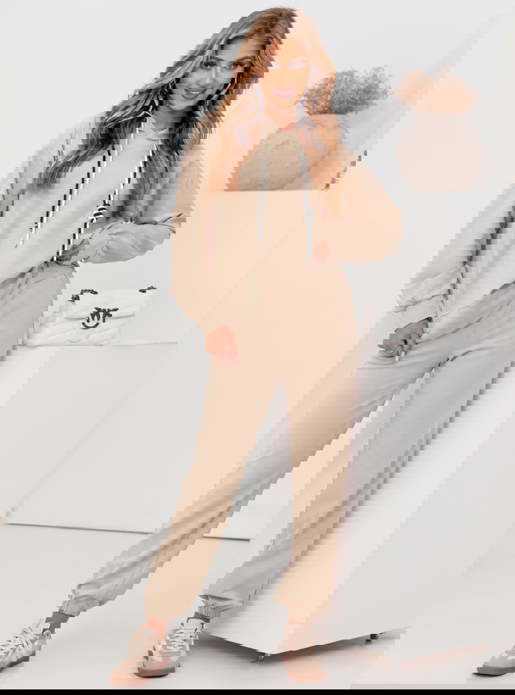 Beżowy komplet dresowy bluza z...