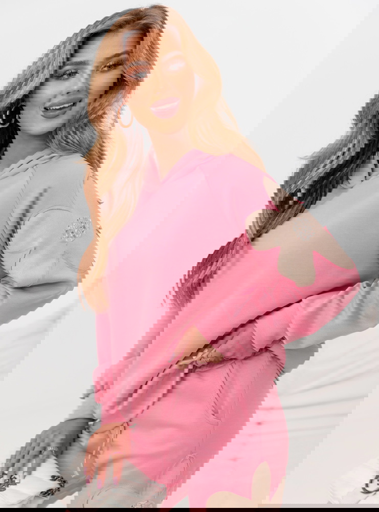 Pudrowy komplet dresowy bluza z...