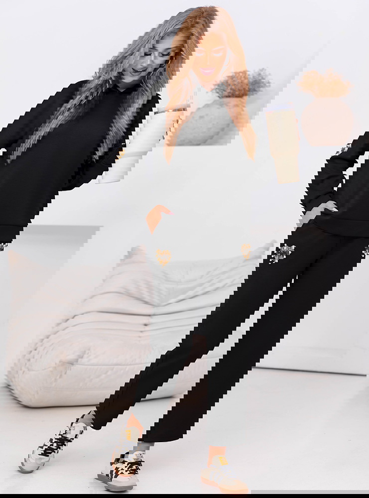 Czarny komplet dresowy bluza z...