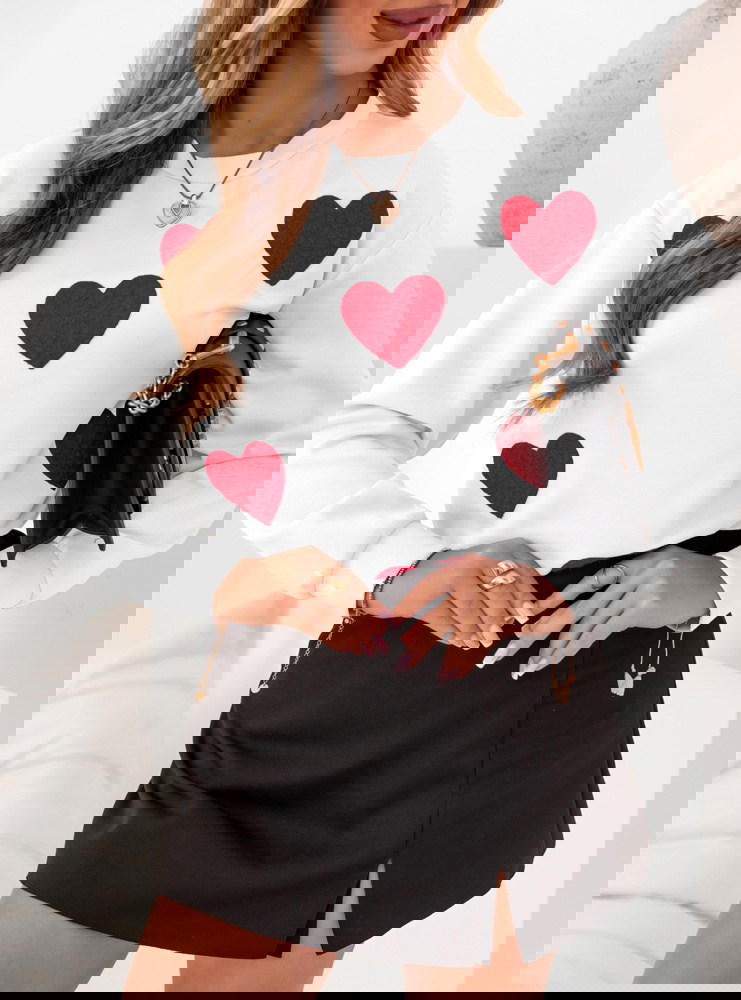 Bluza w serca Marilynn - ecru