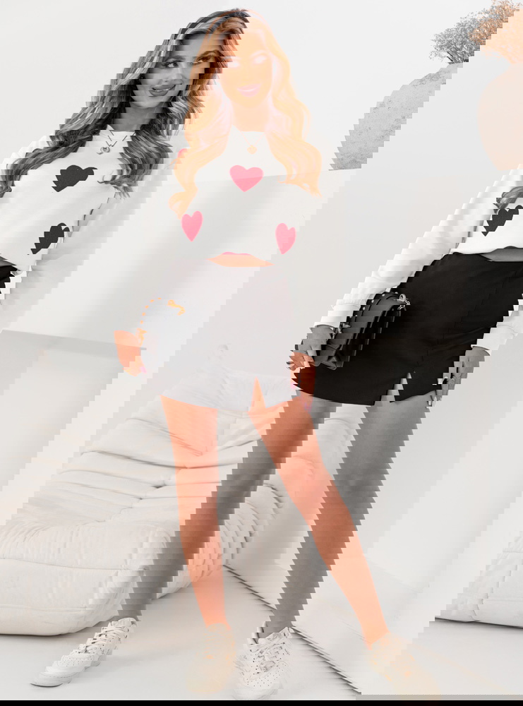 Bluza w serca Marilynn - ecru