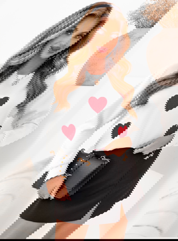 Bluza w serca Marilynn - ecru