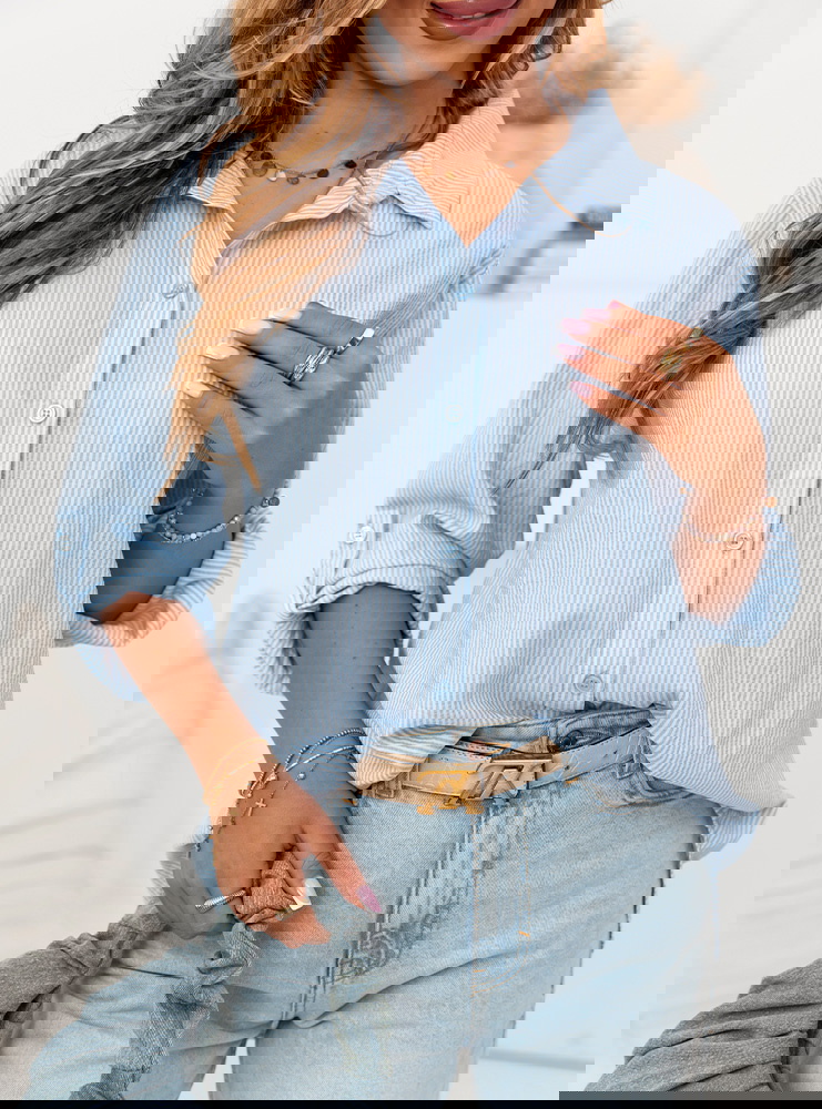 Niebieska koszula w paski Justicia -...