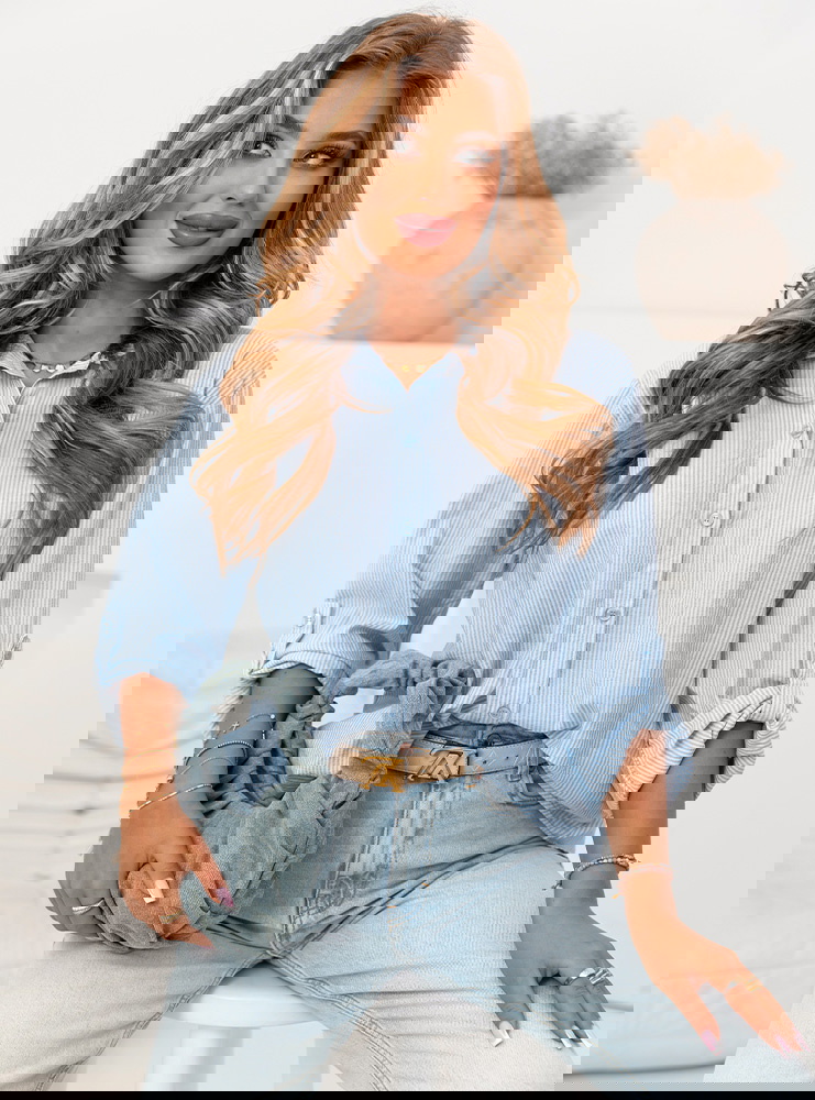 Niebieska koszula w paski Justicia -...