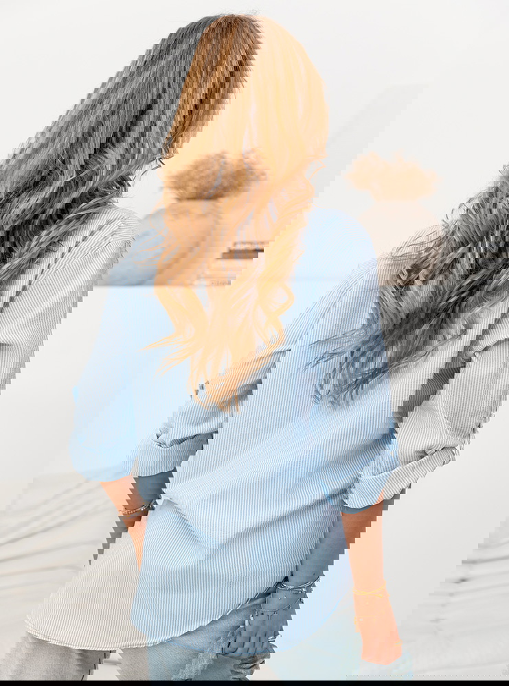 Niebieska koszula w paski Justicia -...