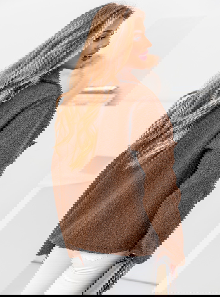 Czekoladowa kurtka typu teddy Morkino