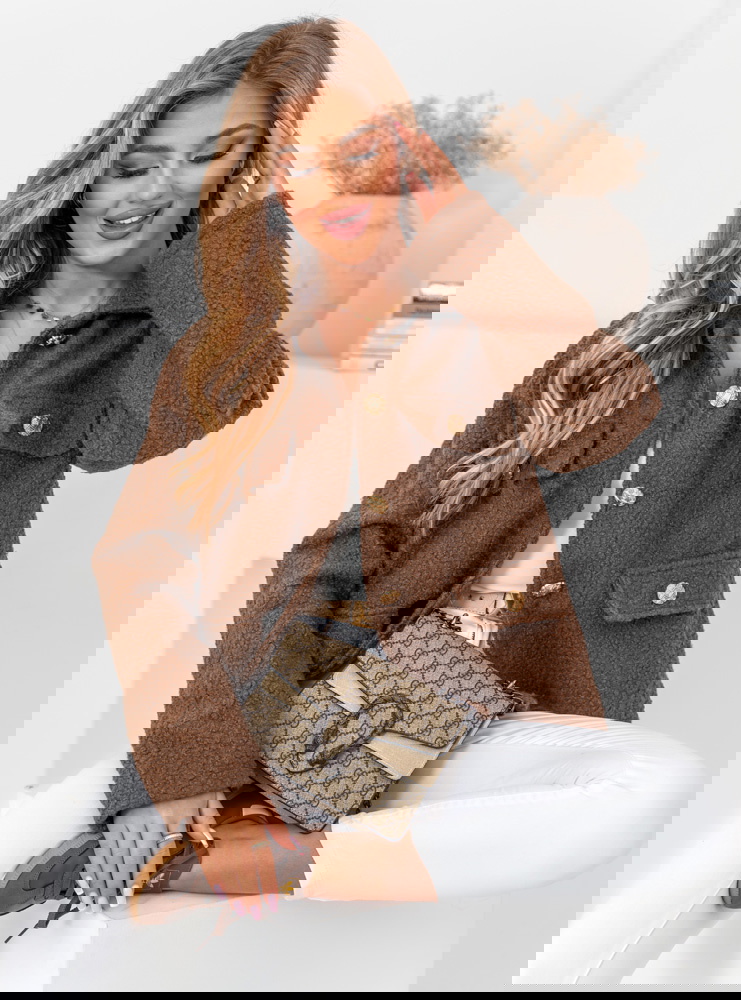 Czekoladowa kurtka typu teddy Morkino