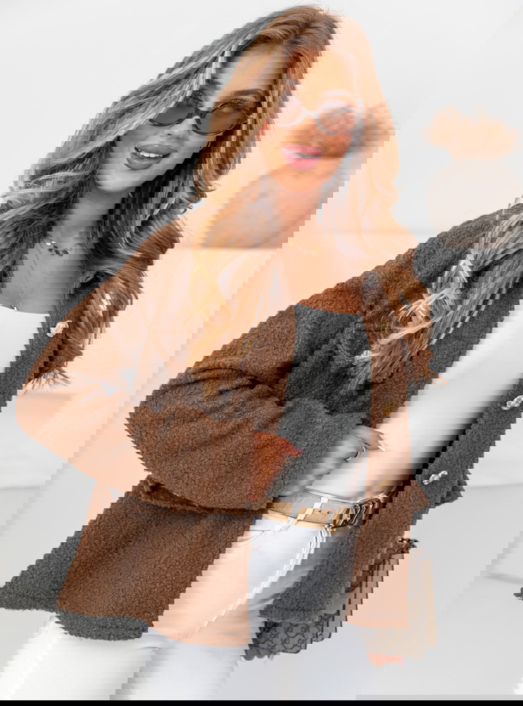 Czekoladowa kurtka typu teddy Morkino