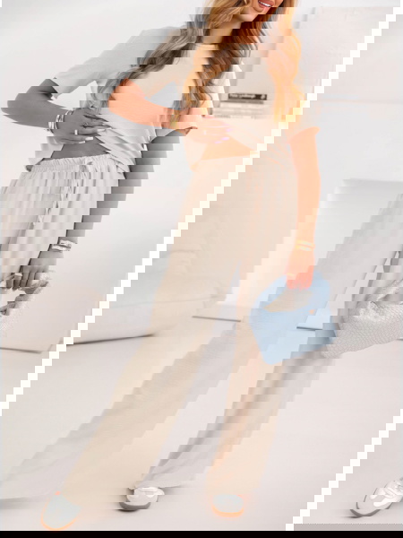 Beżowy komplet bluzka z... 2