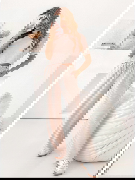 Beżowy komplet bluzka z... 2