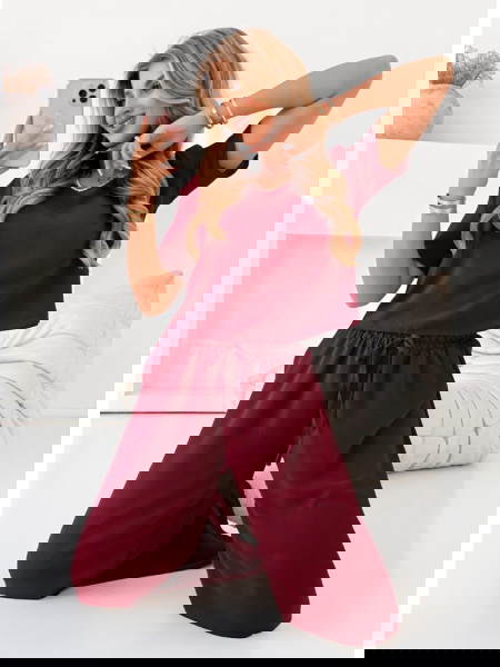 Bordowy komplet bluzka z... 2