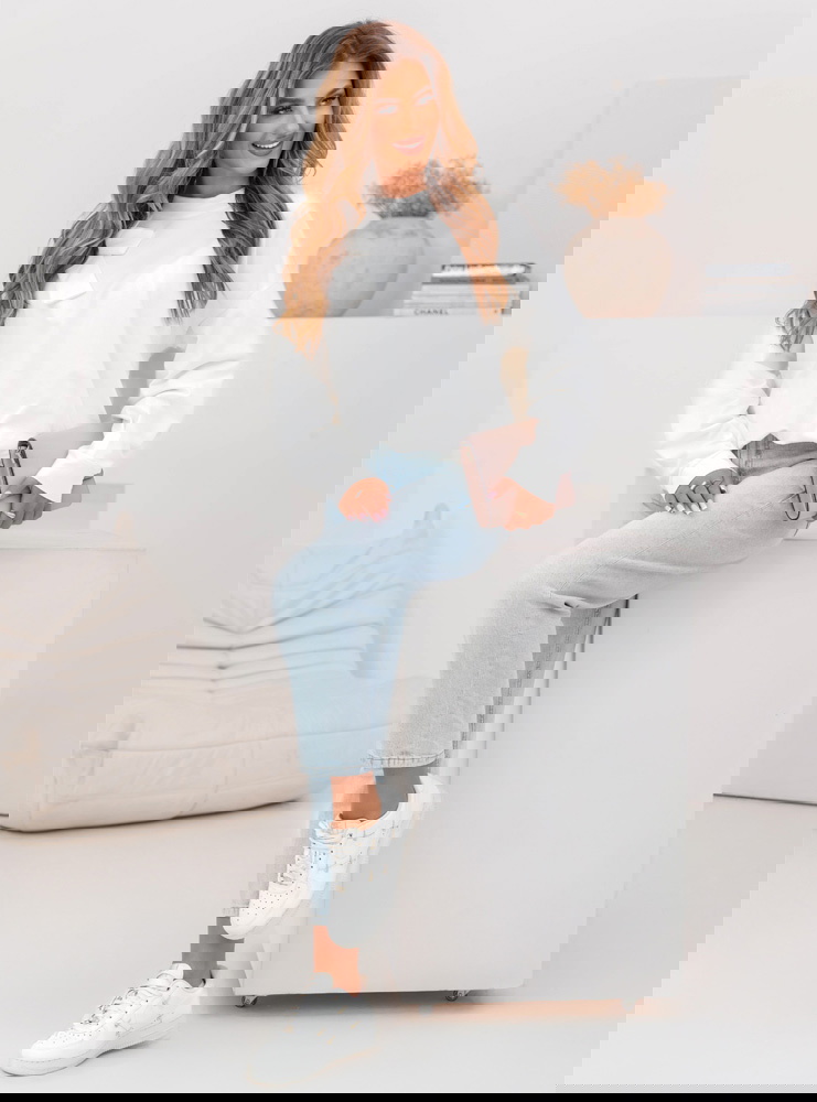 Bluza oversize z kokardą Cheriluv - ecru