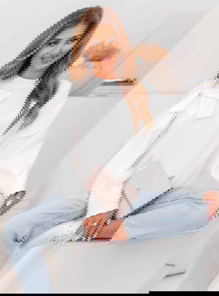 Bluza oversize z kokardą Cheriluv - ecru