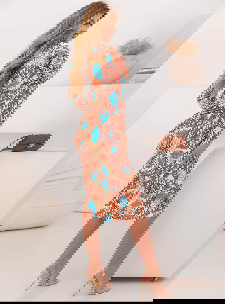 Wzorzysta dopasowana sukienka z...