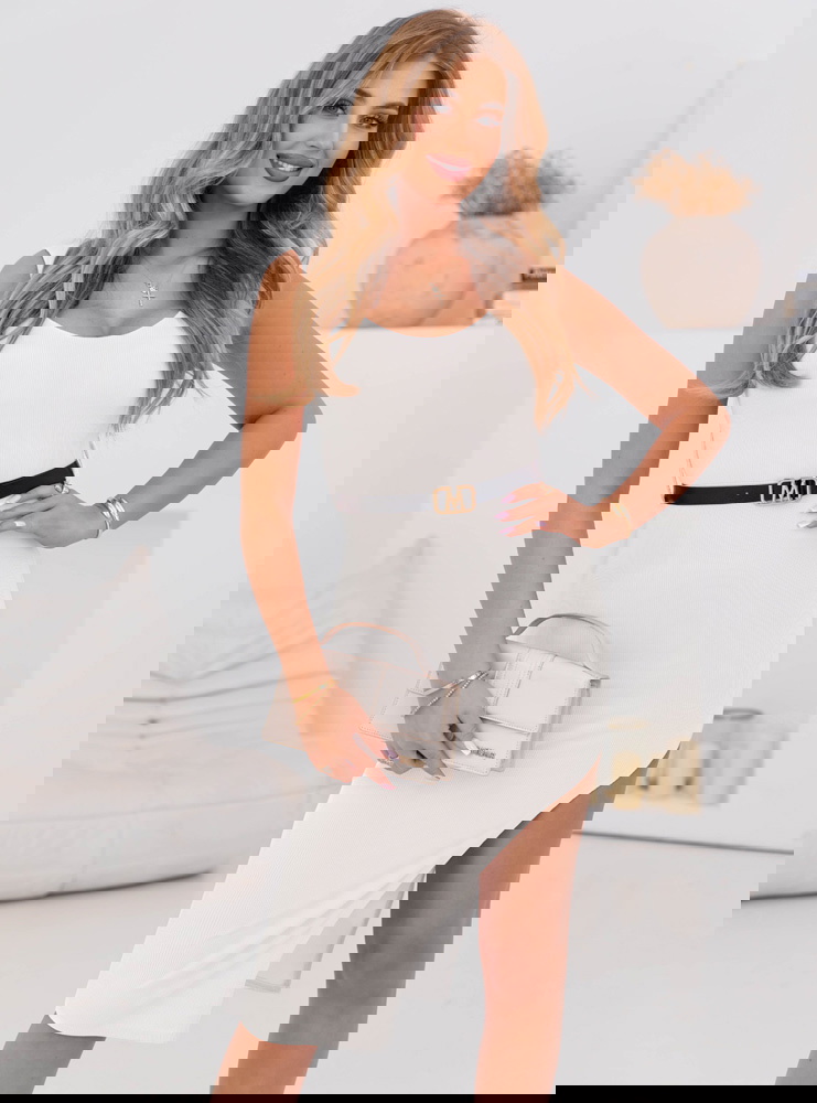 Biała sukienka z rozcięciem i...