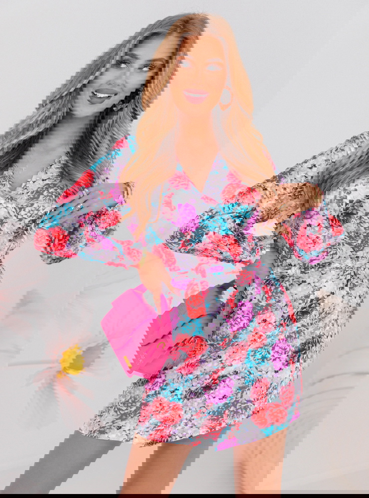 Sukienka z przekładanym dekoltem w...