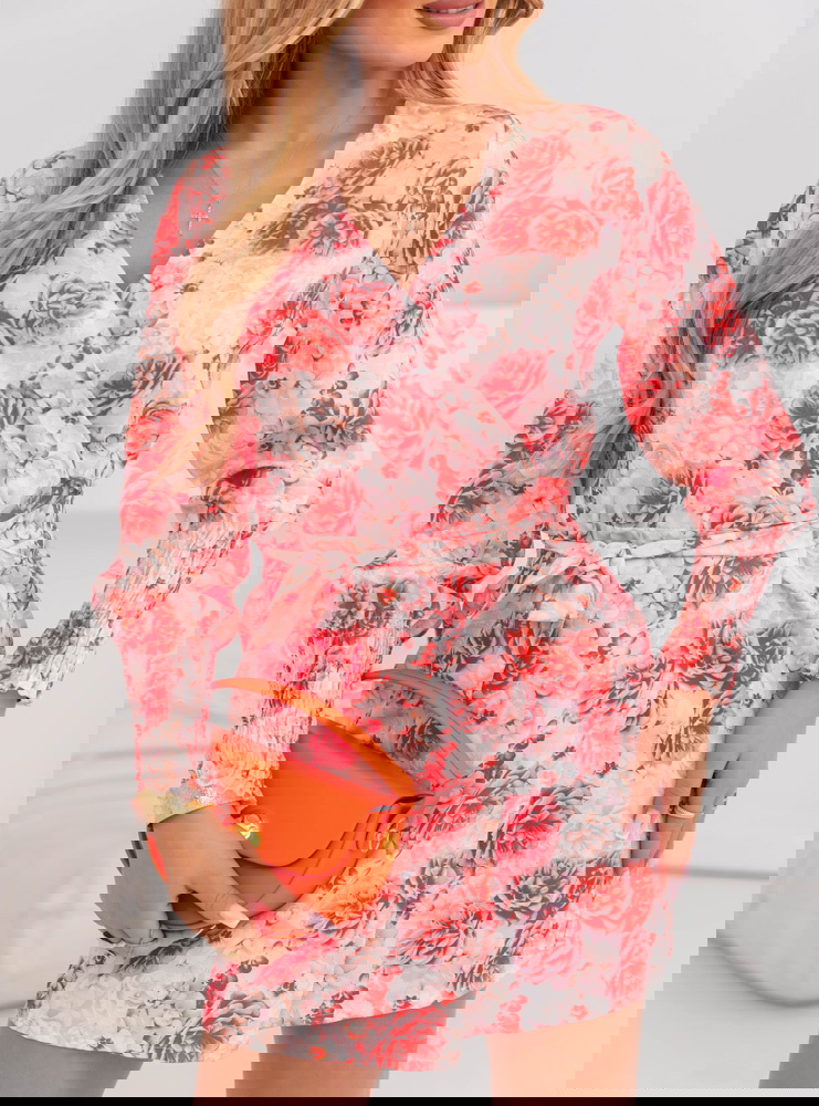 Sukienka z przekładanym dekoltem w...