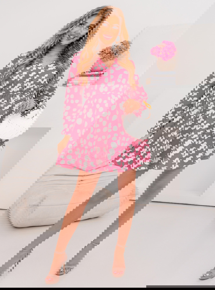 Wzorzysta sukienka rozkloszowana mini...