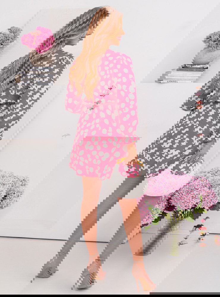 Wzorzysta sukienka rozkloszowana mini...