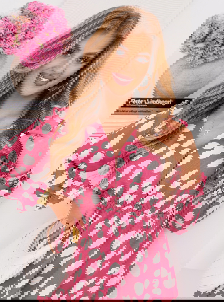 Wzorzysta sukienka rozkloszowana mini...