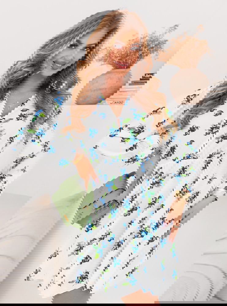 Wzorzysta sukienka rozkloszowana mini...