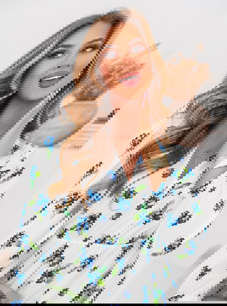 Wzorzysta sukienka rozkloszowana mini...