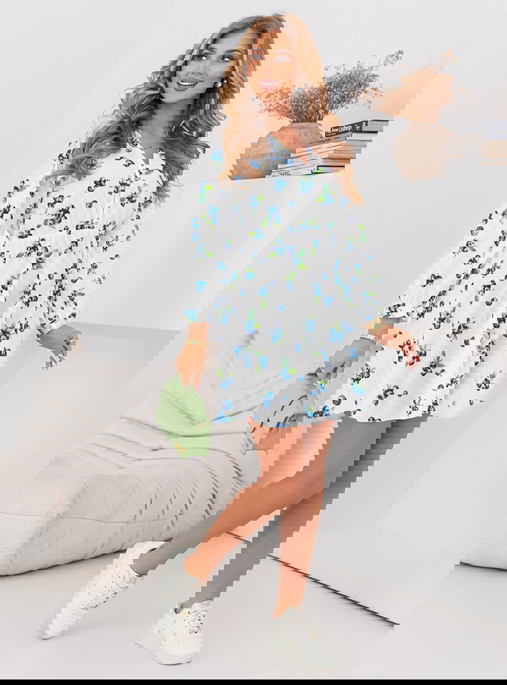 Wzorzysta sukienka rozkloszowana mini...