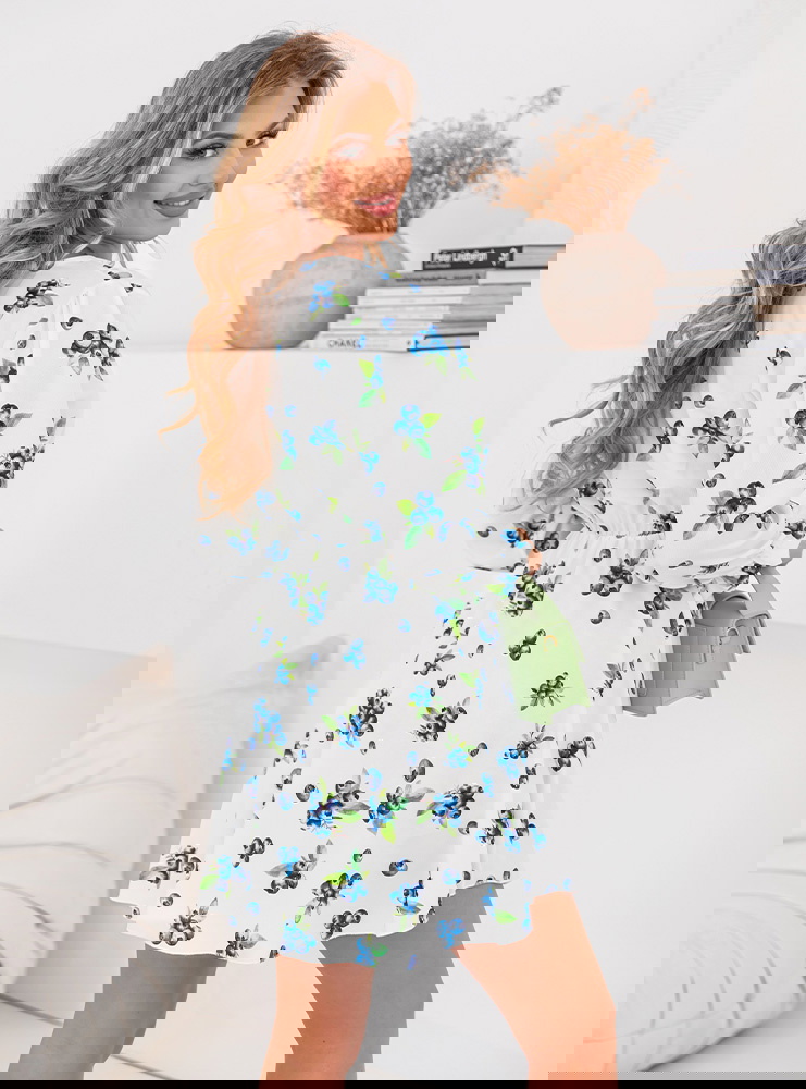 Wzorzysta sukienka rozkloszowana mini...