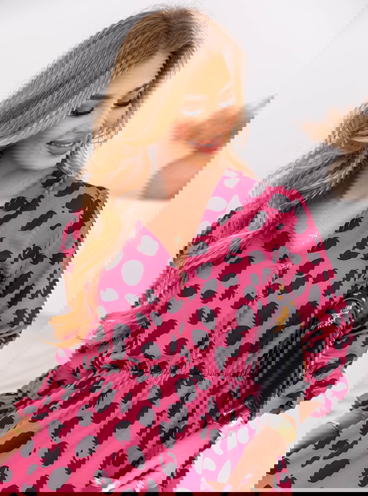 Wzorzysta sukienka rozkloszowana mini...