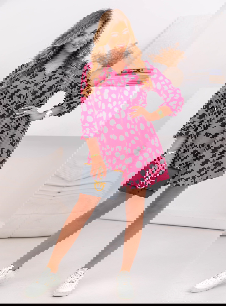 Wzorzysta sukienka rozkloszowana mini...