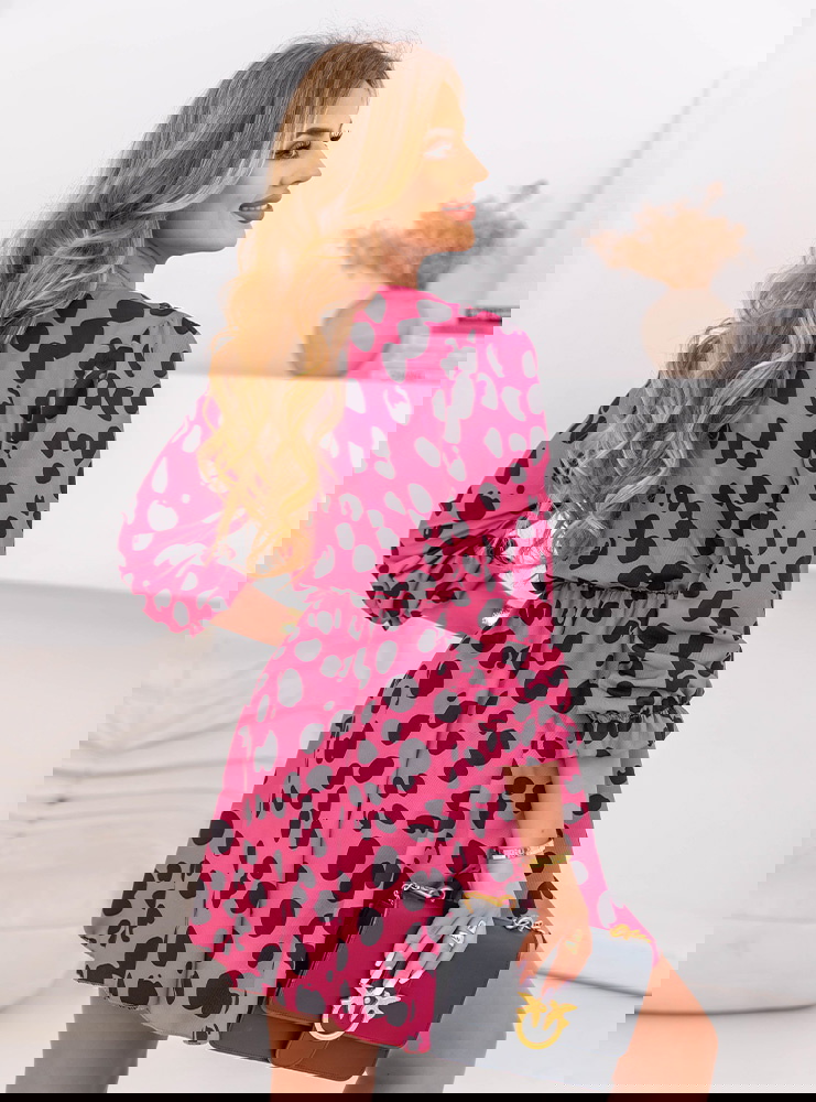 Wzorzysta sukienka rozkloszowana mini...