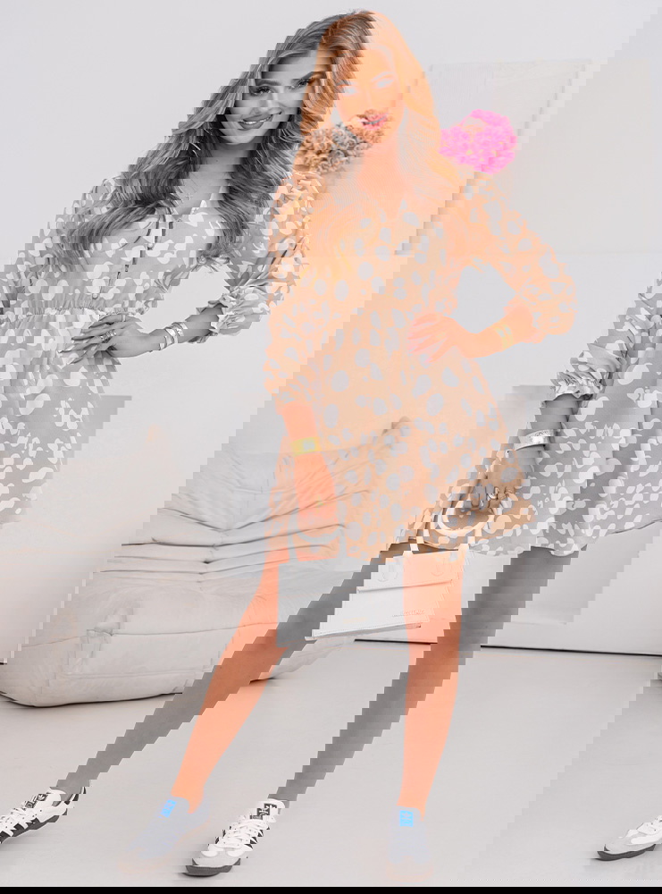 Wzorzysta sukienka rozkloszowana mini...