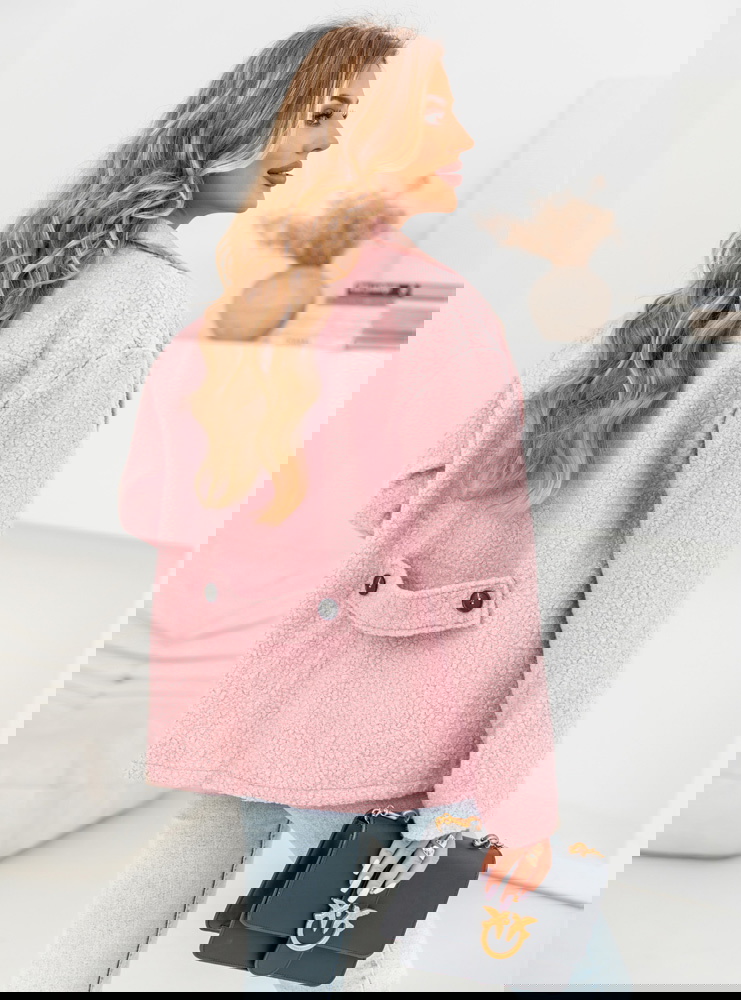 Pudrowa kurtka typu teddy Cleoma