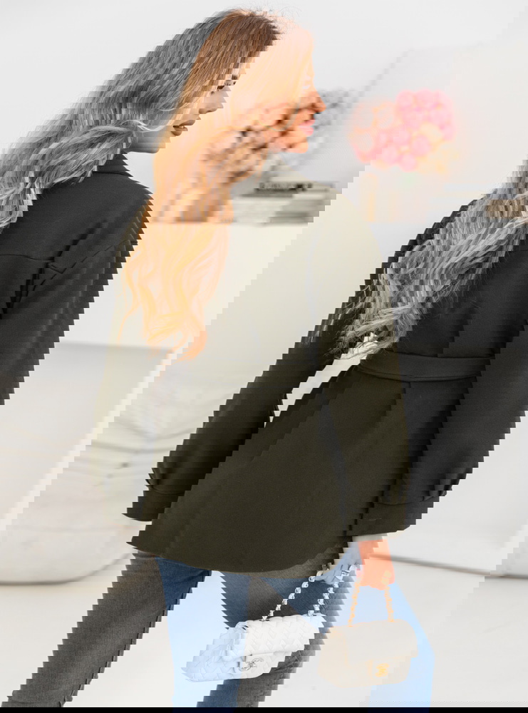 Krótki płaszcz z paskiem Carisa - khaki