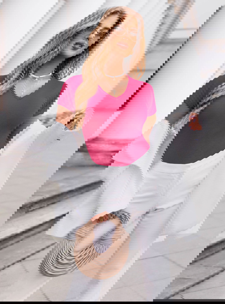 Koszulka z dekoltem w serek Lorrene -...