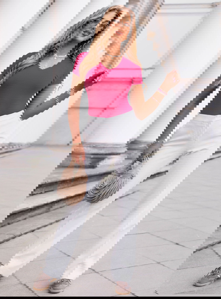 Koszulka z dekoltem w serek Lorrene -...