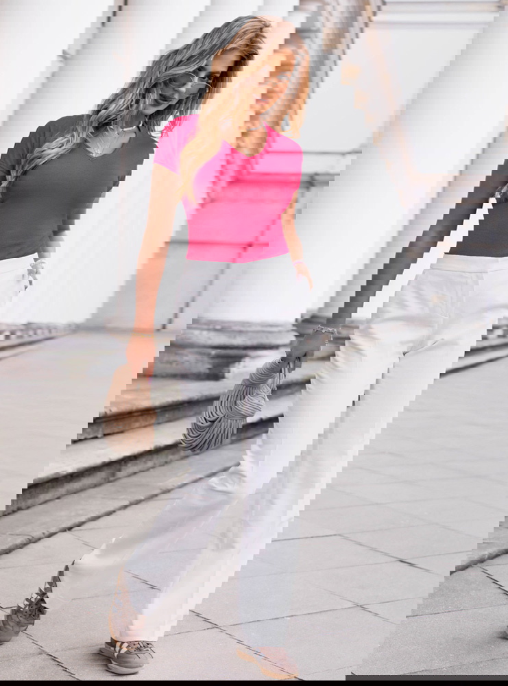 Koszulka z dekoltem w serek Lorrene -...