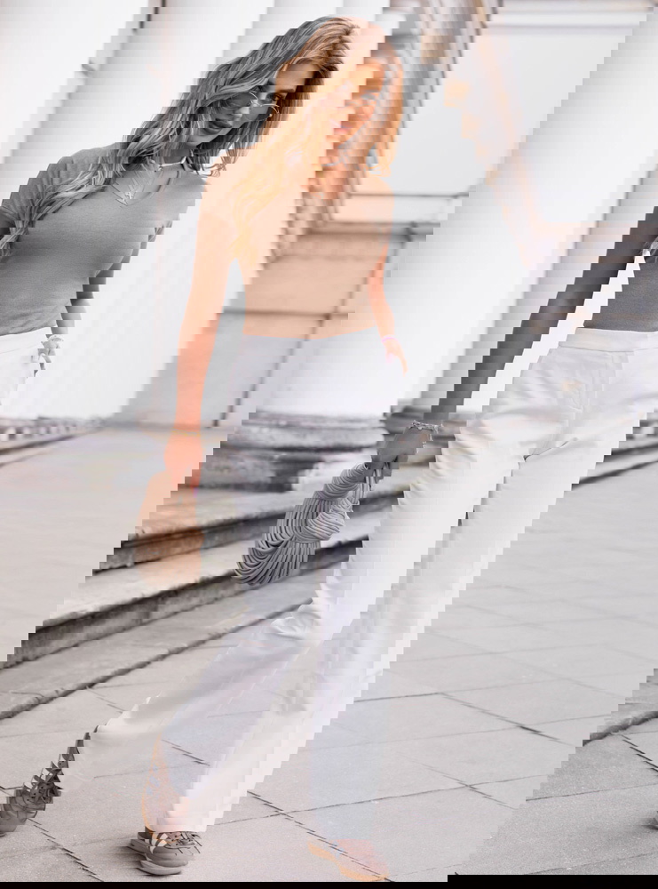 Koszulka z dekoltem w serek Lorrene -...