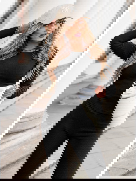 Czarny prążkowany komplet... 2