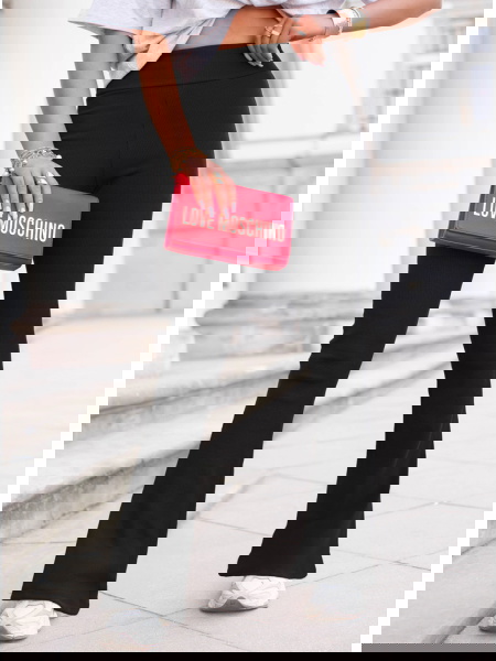 Czarne prążkowane spodnie z... 2