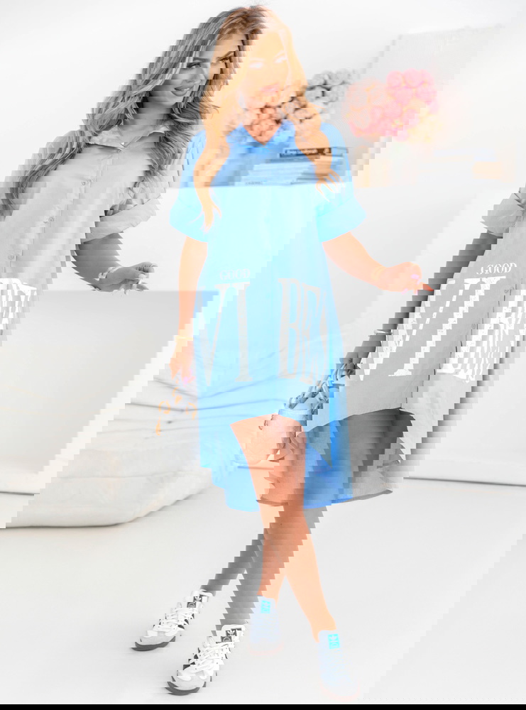 Błękitna asymetryczna sukienka...